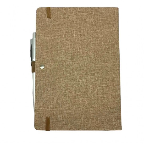 Hardcover hardcover grooved mounted notebook with eco-friendly cloth binding, gold-stamped logo on the cover, and white double-adhesive eye protection paper