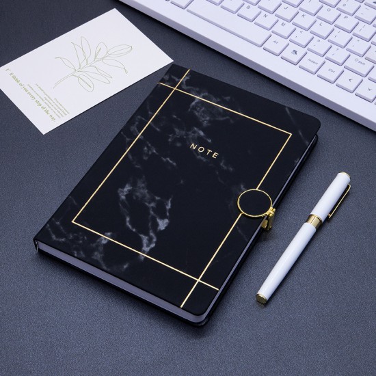 Marble-printed notebook with round gold magnetic clasp, factory-customized logo embossing Marble-printed notebook with round gold magnetic clasp, factory-customized logo embossing