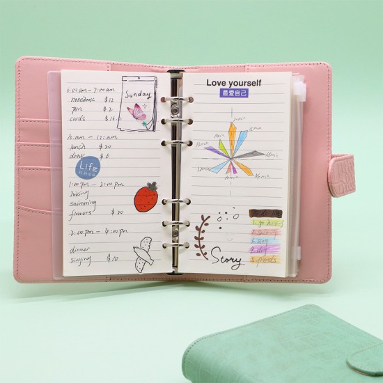 7-inch crocodile-print loose-leaf notebook in macaron color, custom factory logo.