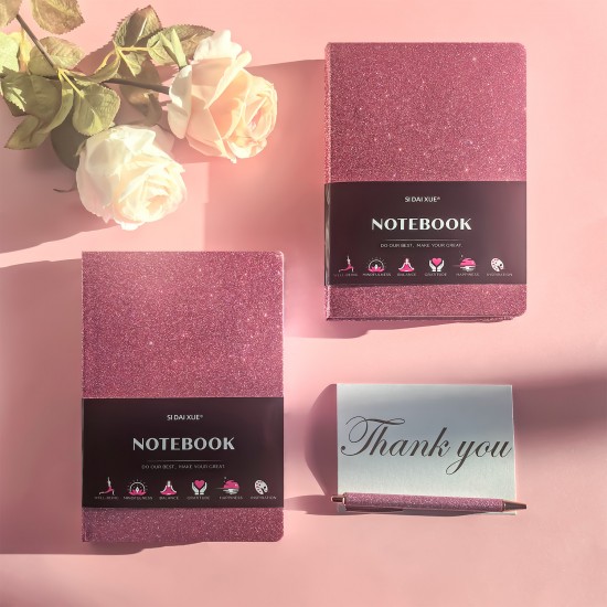 Glittery girly glossy notebooks with exquisite artistic straps and creative personalization Glittery girly glossy notebooks with exquisite artistic straps and creative personalization