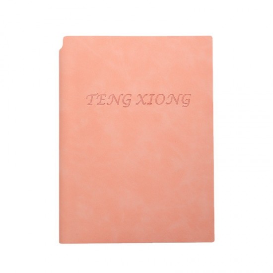Soft-covered PU leather business notebook with pen holder, imitation leather meeting notepad, logo-compatible.