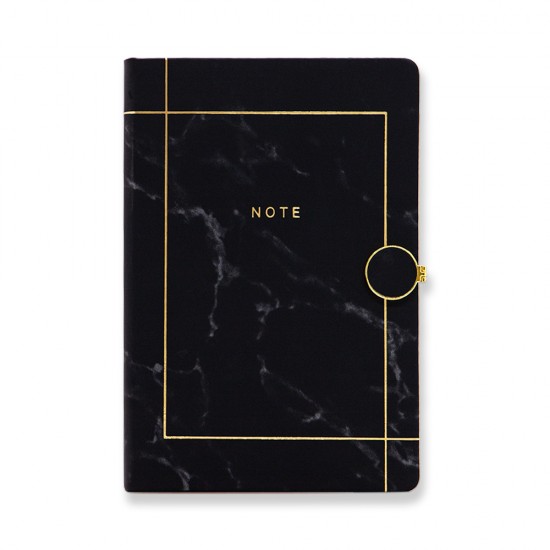 Marble-printed notebook with round gold magnetic clasp, factory-customized logo embossing Marble-printed notebook with round gold magnetic clasp, factory-customized logo embossing