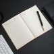 Soft-covered PU leather business notebook with pen holder, imitation leather meeting notepad, logo-compatible.