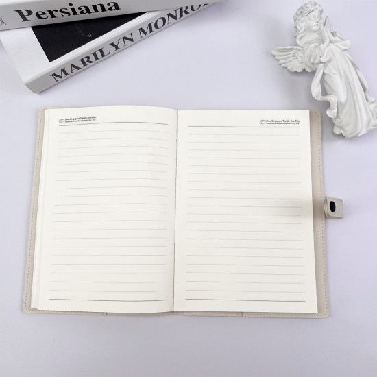 Gold double-ringed hardcover color-printed ringbound notebook with gold-cornered index pages and offset inner pages, gift set.